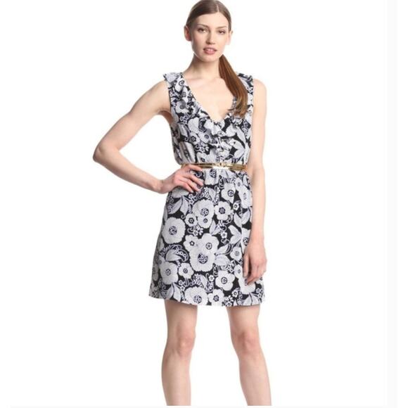 5 for $25| Juicy Couture 100% Silk Ruffle Detail V-Neck Floral Purple Dress - Picture 1 of 9